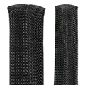 Black expandable braided cable sleeving for wire and power part protection