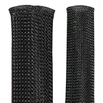 Black expandable braided cable sleeving for wire and power part protection