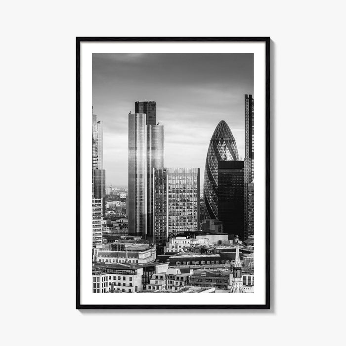 London Skyline Black and White Fine Art Photo Print, England Poster, Financial District