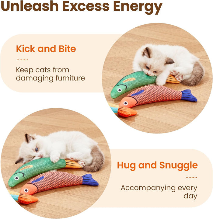 Fish Kicker Toy – 3-Pack Interactive Catnip Kick Toys | CatSniff