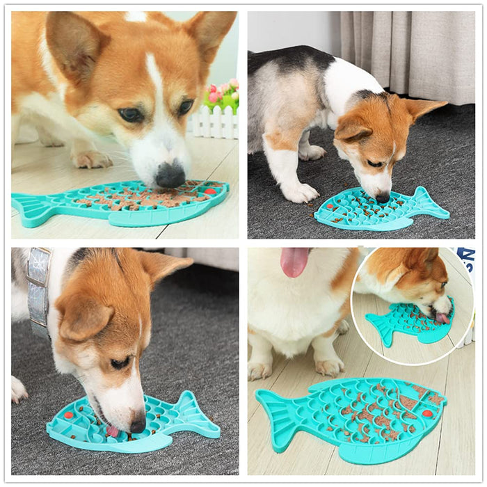 Fish Shape Slow Feeder Cat Bowl | Interactive Silicone Puzzle Feeder