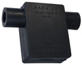 Black flag clamp terminal protector with warning text, electrical parts accessory