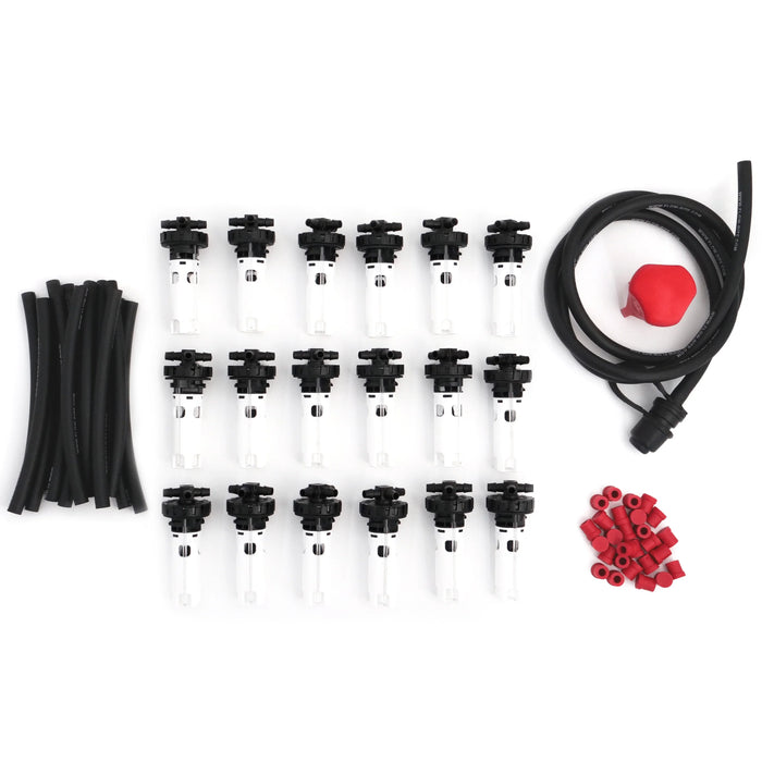 Flow-Rite Millennium 18-cell battery watering system kit with connectors, tubing, and caps