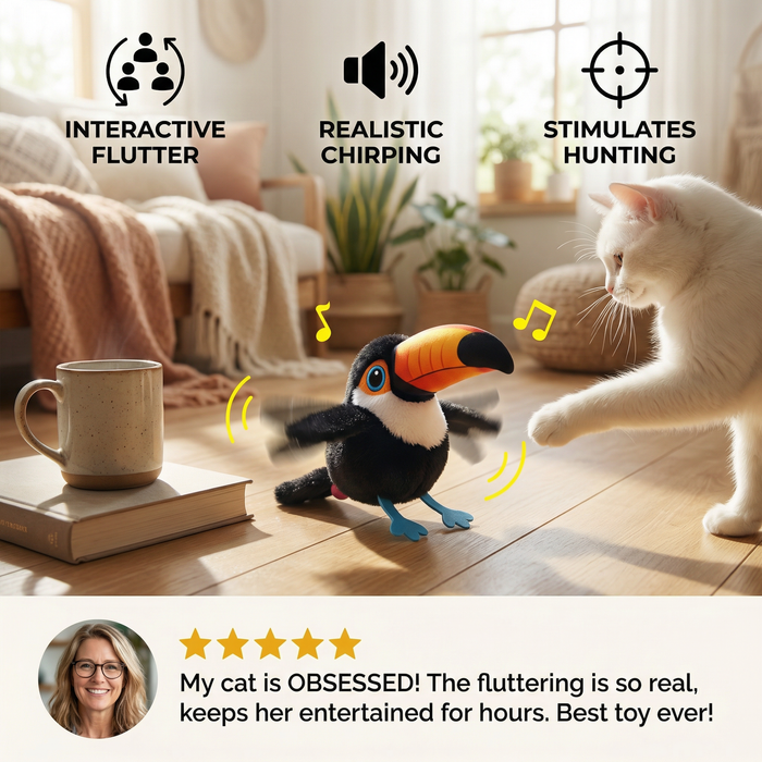 Fluttering Chirping Bird Cat Toy – Interactive Motion & Sound Play