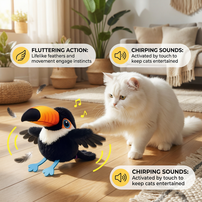 Fluttering Chirping Bird Cat Toy – Interactive Motion & Sound Play