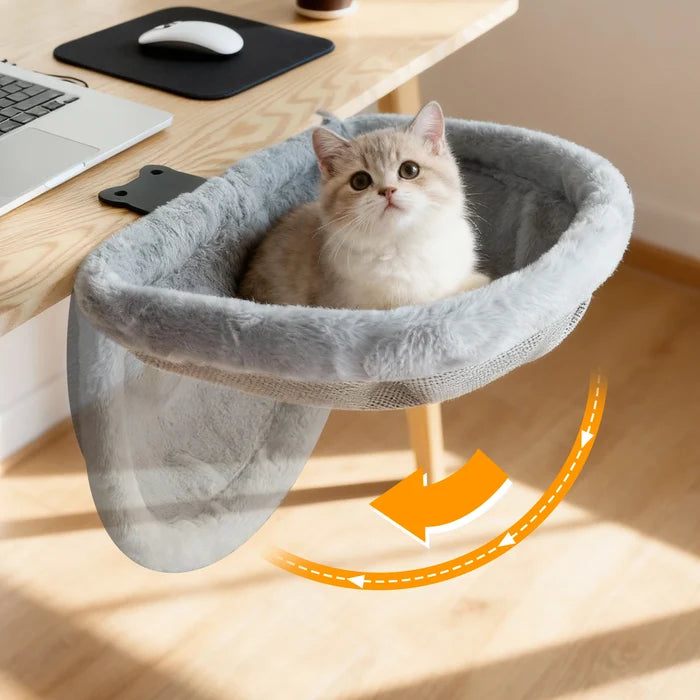 Foldable Cat Desk Hammock Bed – Space-Saving Hanging Cat Perch