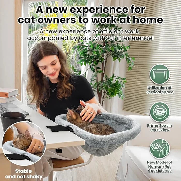 Foldable Cat Desk Hammock Bed – Space-Saving Hanging Cat Perch
