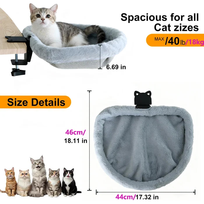 Foldable Cat Desk Hammock Bed – Space-Saving Hanging Cat Perch