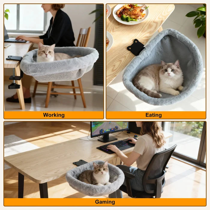 Foldable Cat Desk Hammock Bed – Space-Saving Hanging Cat Perch