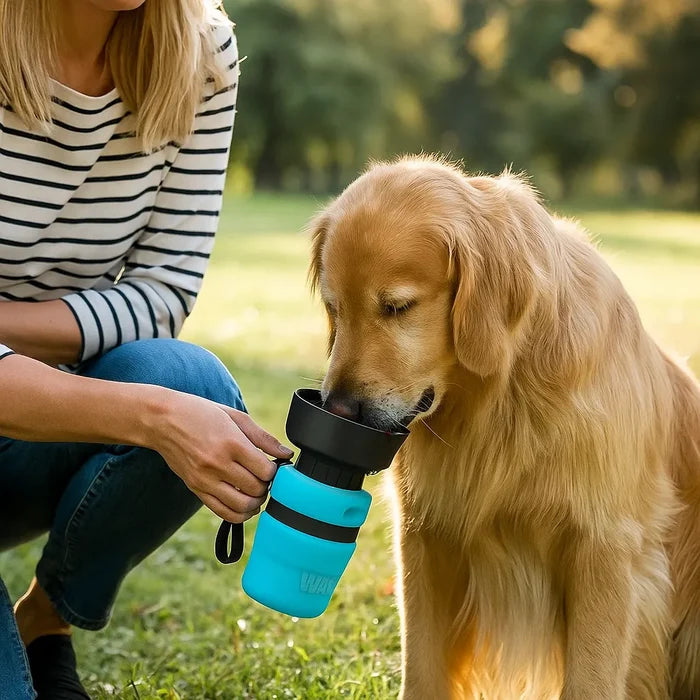 Foldable Dog Water Bottle with Bowl – Portable Travel Drinking Bottle for Dogs & Pets