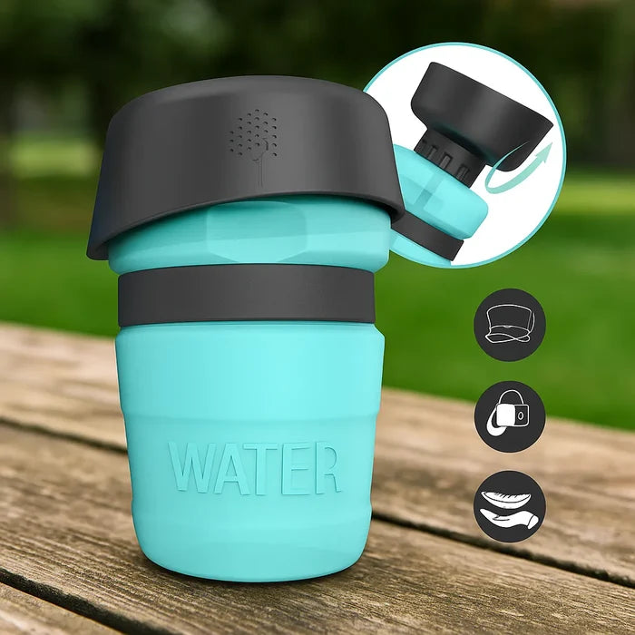 Foldable Dog Water Bottle with Bowl – Portable Travel Drinking Bottle for Dogs & Pets