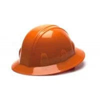 Orange full brim hard hat with safety helmet design for construction site protection