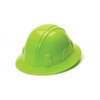 green full brim hard hat for workplace safety
