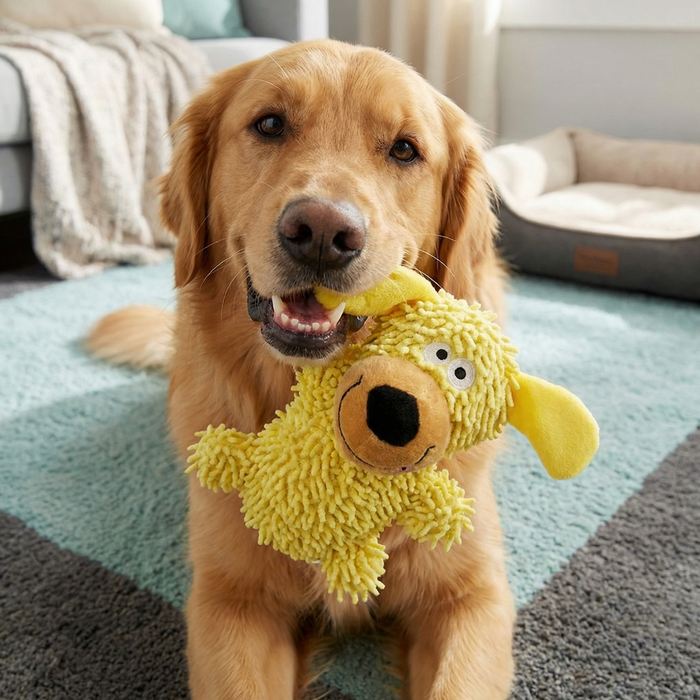 Funny Dog Chew Toy for Teeth Cleaning | Soft Plush Toy Blue & Yellow
