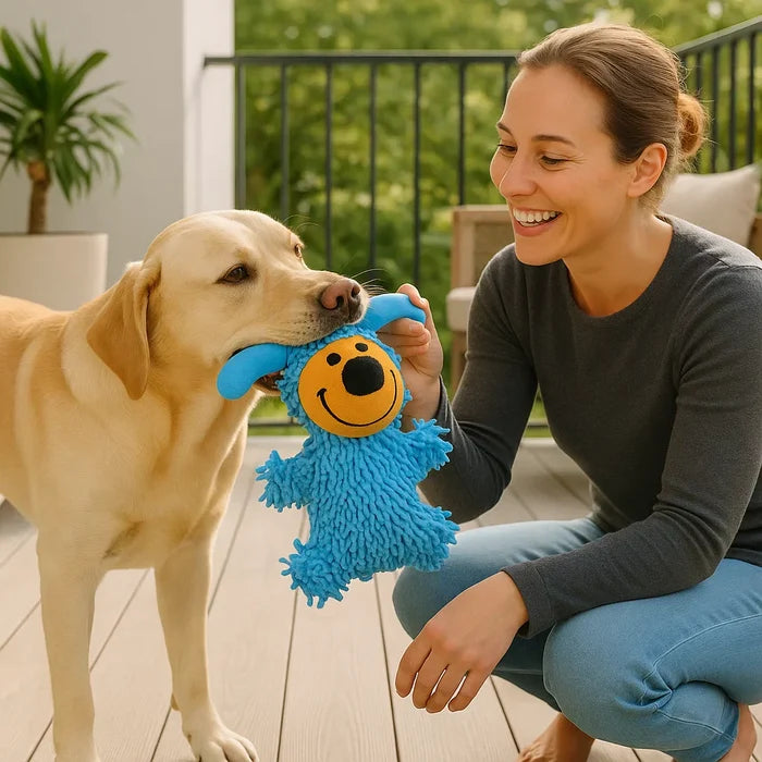 Funny Dog Chew Toy for Teeth Cleaning | Soft Plush Toy Blue & Yellow