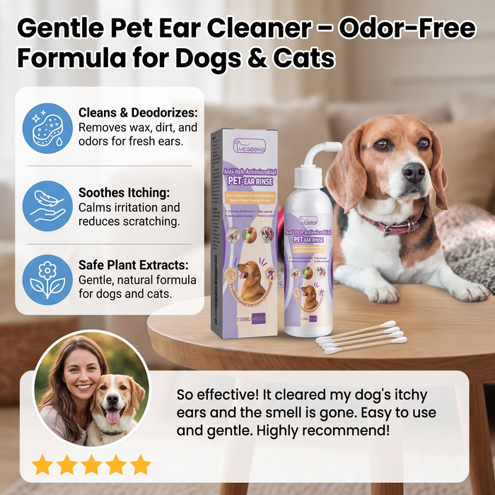 Gentle Ear Cleaner for Dogs & Cats | Odor-Free Pet Ear Care