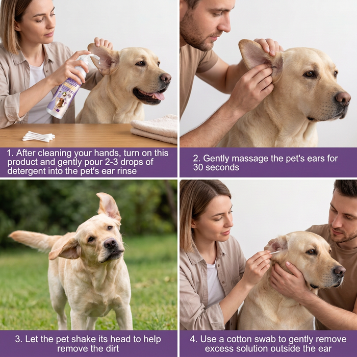 Gentle Ear Cleaner for Dogs & Cats | Odor-Free Pet Ear Care