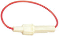 Inline glass fuse holder with red wire for electrical circuit protection
