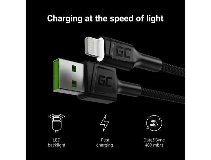 Green Cell Lightning USB Cable 1.2