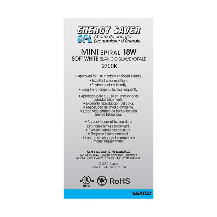 GU24 Mini Spiral 18W Soft White Fluorescent Light Bulb (BPS8205)