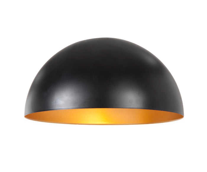 Half-Dome Metal Lamp Shades, Satin Black w/Gold Patina Inside - 5 Sizes (08371BKG)