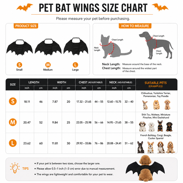 Halloween Bat Wings Costume for Dogs & Cats | Felt Pet Outfit