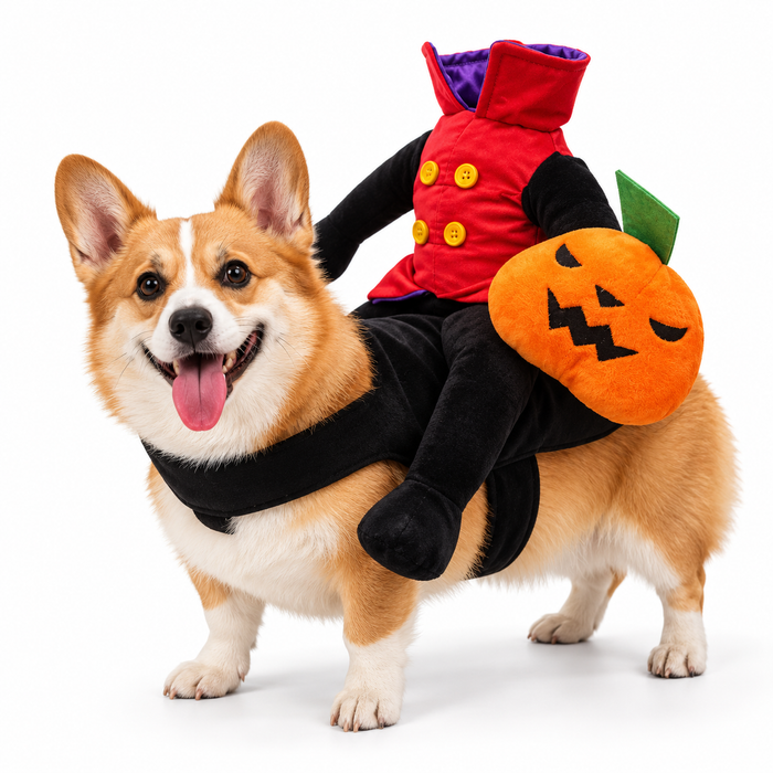 Halloween Horse Riding Dog Costume | Plush Outfit for Small to Large Dogs