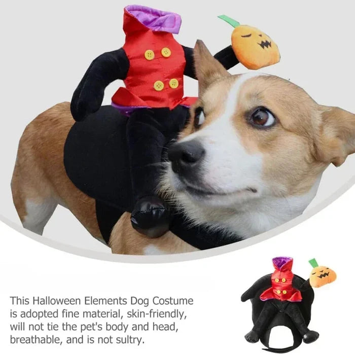 Halloween Horse Riding Dog Costume | Plush Outfit for Small to Large Dogs