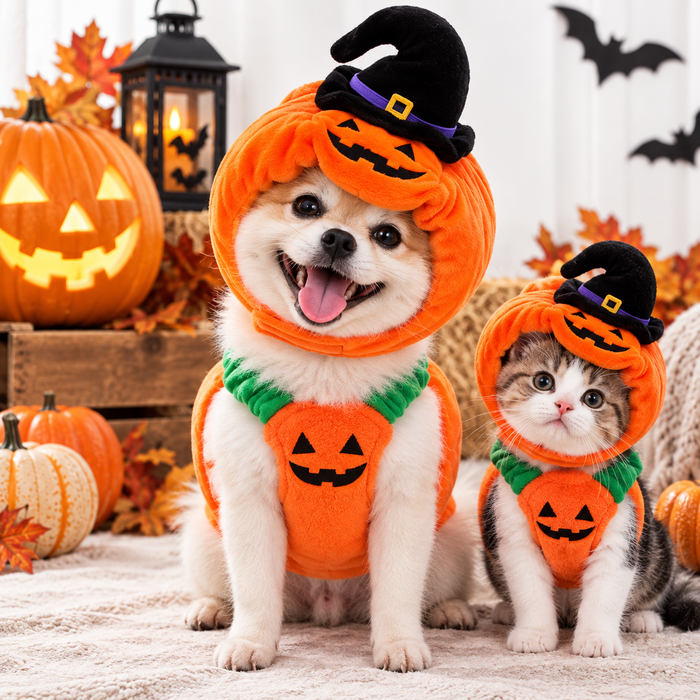 Halloween Pumpkin Dog Costume | Funny Jack-O'-Lantern Outfit for Pets