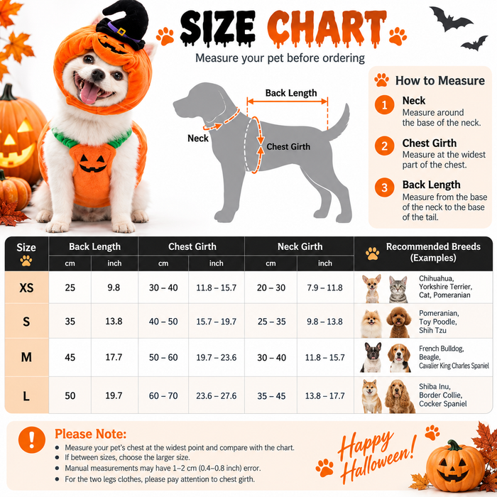 Halloween Pumpkin Dog Costume | Funny Jack-O'-Lantern Outfit for Pets