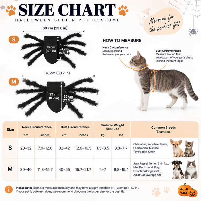 Halloween Spider Costume for Cats & Small Dogs | Spider Leg Pet Outfit
