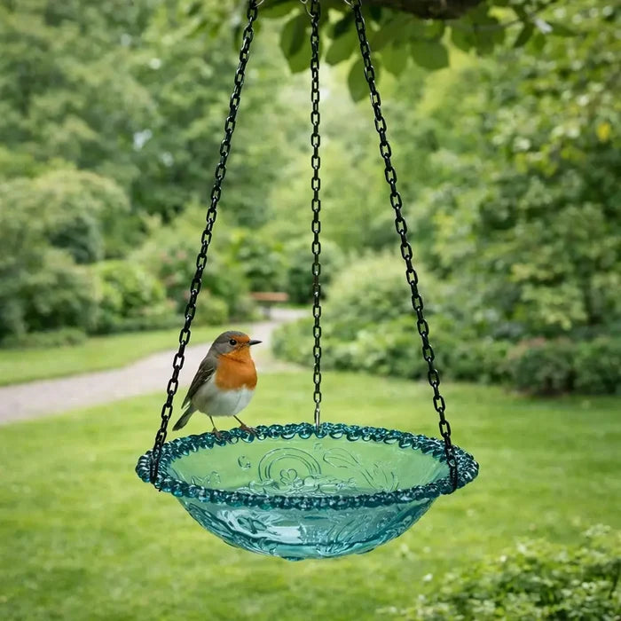 Hanging Bird Bath & Bird Feeder Bowl for Garden – Outdoor Bird Feeder with Chain