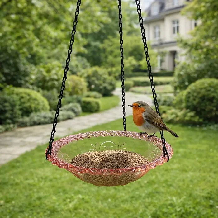 Hanging Bird Bath & Bird Feeder Bowl for Garden – Outdoor Bird Feeder with Chain