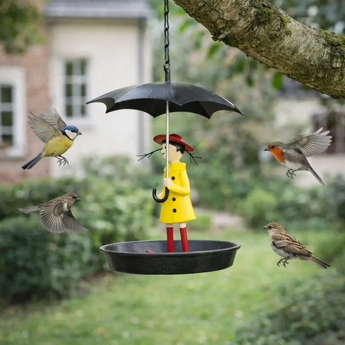 Hanging Bird Feeder & Bird Bath with Umbrella – Outdoor Bird Feeding Station