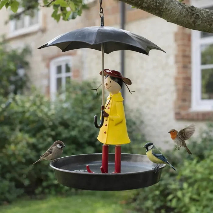 Hanging Bird Feeder & Bird Bath with Umbrella – Outdoor Bird Feeding Station