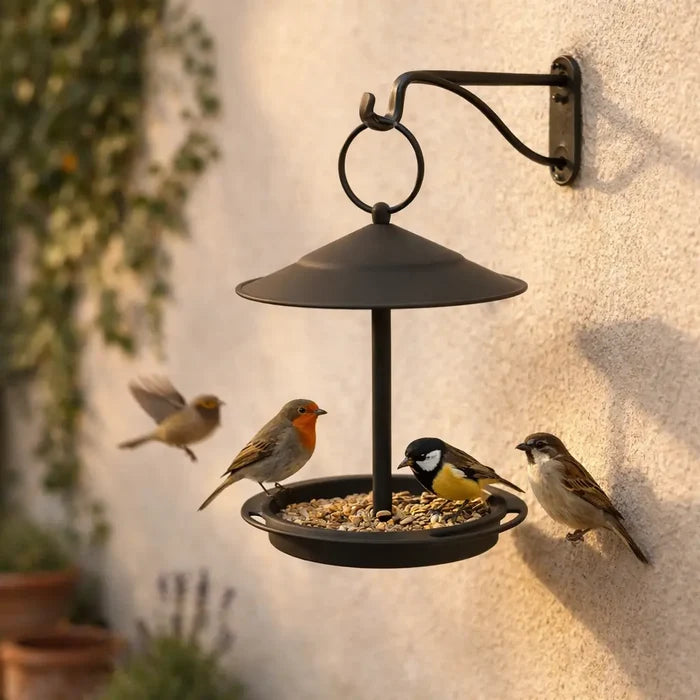 Hanging Stainless Steel Bird Feeder & Bird Bath – Outdoor Bird Feeding Station