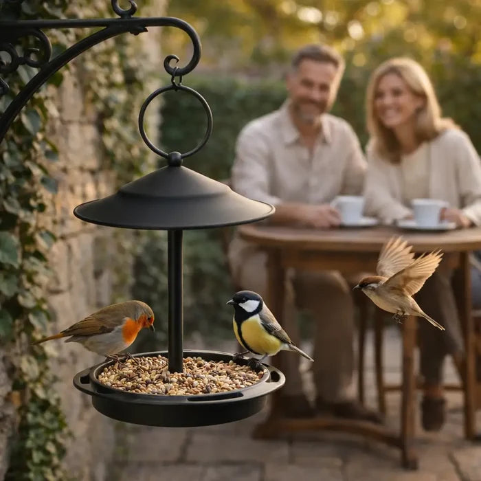 Hanging Stainless Steel Bird Feeder & Bird Bath – Outdoor Bird Feeding Station