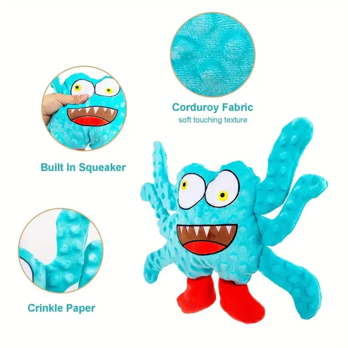 Happy Monster Toy | Plush Dog Toy – Squeaky Crinkle Fun