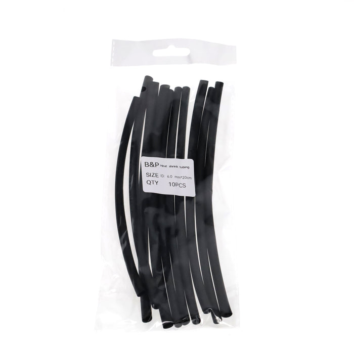 Heat Shrink Electrical Insulation Tubing - 6.0mm, 1/4" Dia., 200mm Long, Bag of 10 (48959)
