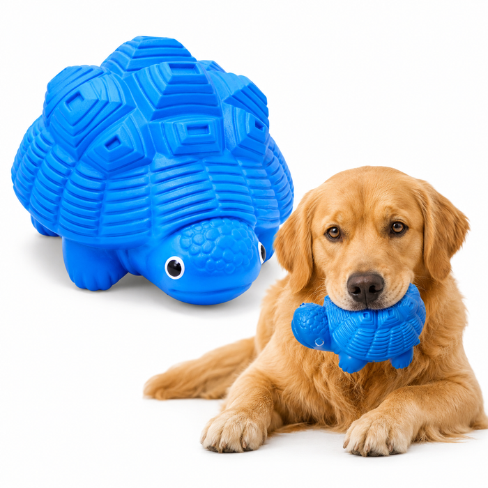 Heavy Duty Dog Toy for Aggressive Chewers with Squeaker – Durable Blue Rubber Toy for Large Dogs