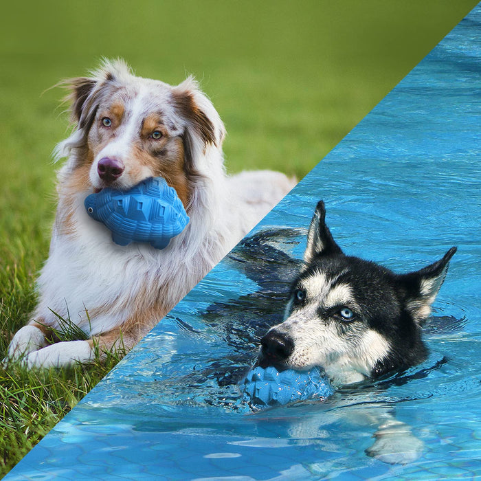 Heavy Duty Dog Toy for Aggressive Chewers with Squeaker – Durable Blue Rubber Toy for Large Dogs