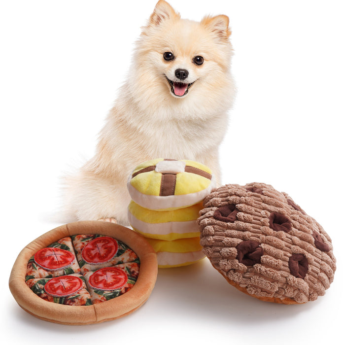 Hide and Seek Dog Toy Set Food Plush Puzzle Toys for Small Dogs