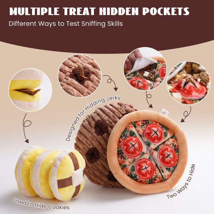 Hide and Seek Dog Toy Set Food Plush Puzzle Toys for Small Dogs