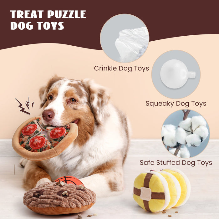 Hide and Seek Dog Toy Set Food Plush Puzzle Toys for Small Dogs