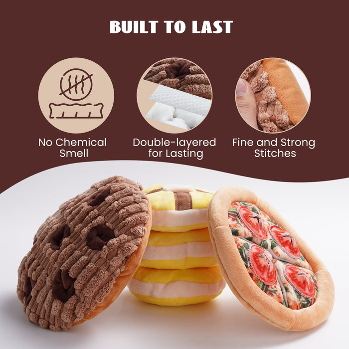 Hide and Seek Dog Toy Set Food Plush Puzzle Toys for Small Dogs