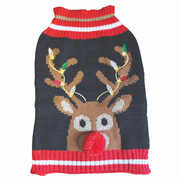 Holly & Robin | Christmas Dog Jumper | Cosy Knit Reindeer Sweater
