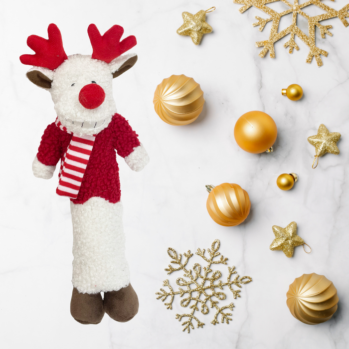 Holly & Robin | Christmas Dog Toy | Loofa Reindeer for Medium & Large Dogs