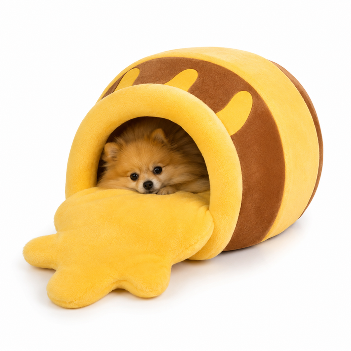 Honey Pot Pet Nest – Cozy Plush Cat & Dog Bed for Deep, Comfortable Sleep