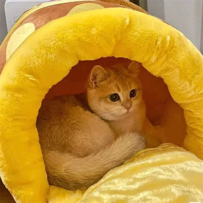 Honey Pot Pet Nest – Cozy Plush Cat & Dog Bed for Deep, Comfortable Sleep