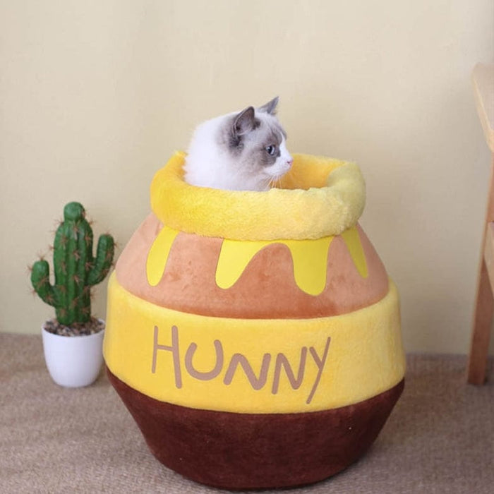 Honey Pot Pet Nest – Cozy Plush Cat & Dog Bed for Deep, Comfortable Sleep